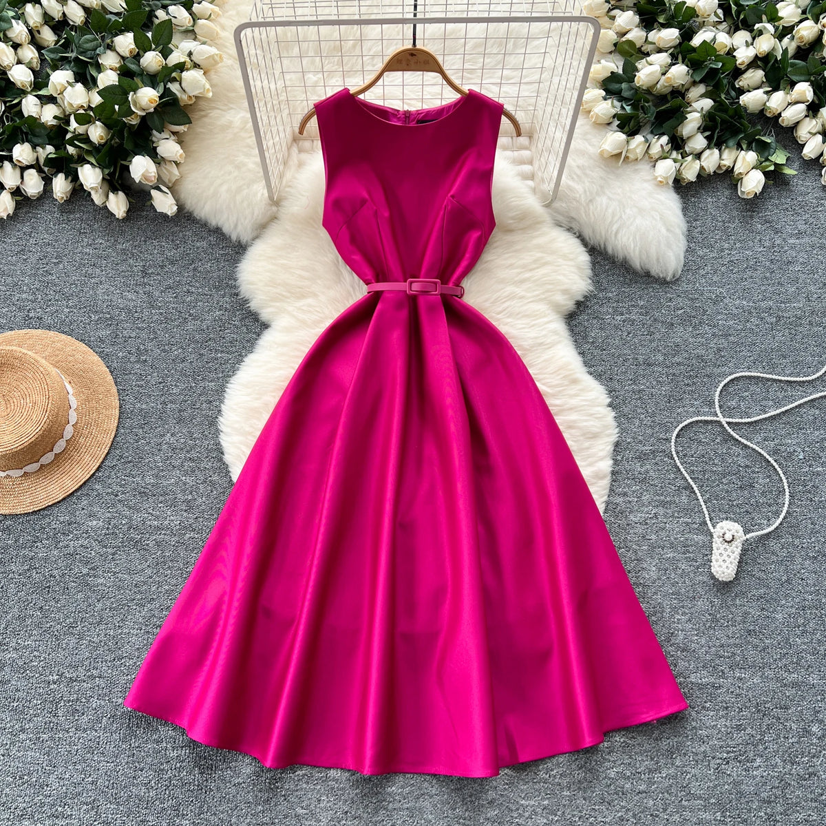 Sleeveless Crew Neck Evening Dress