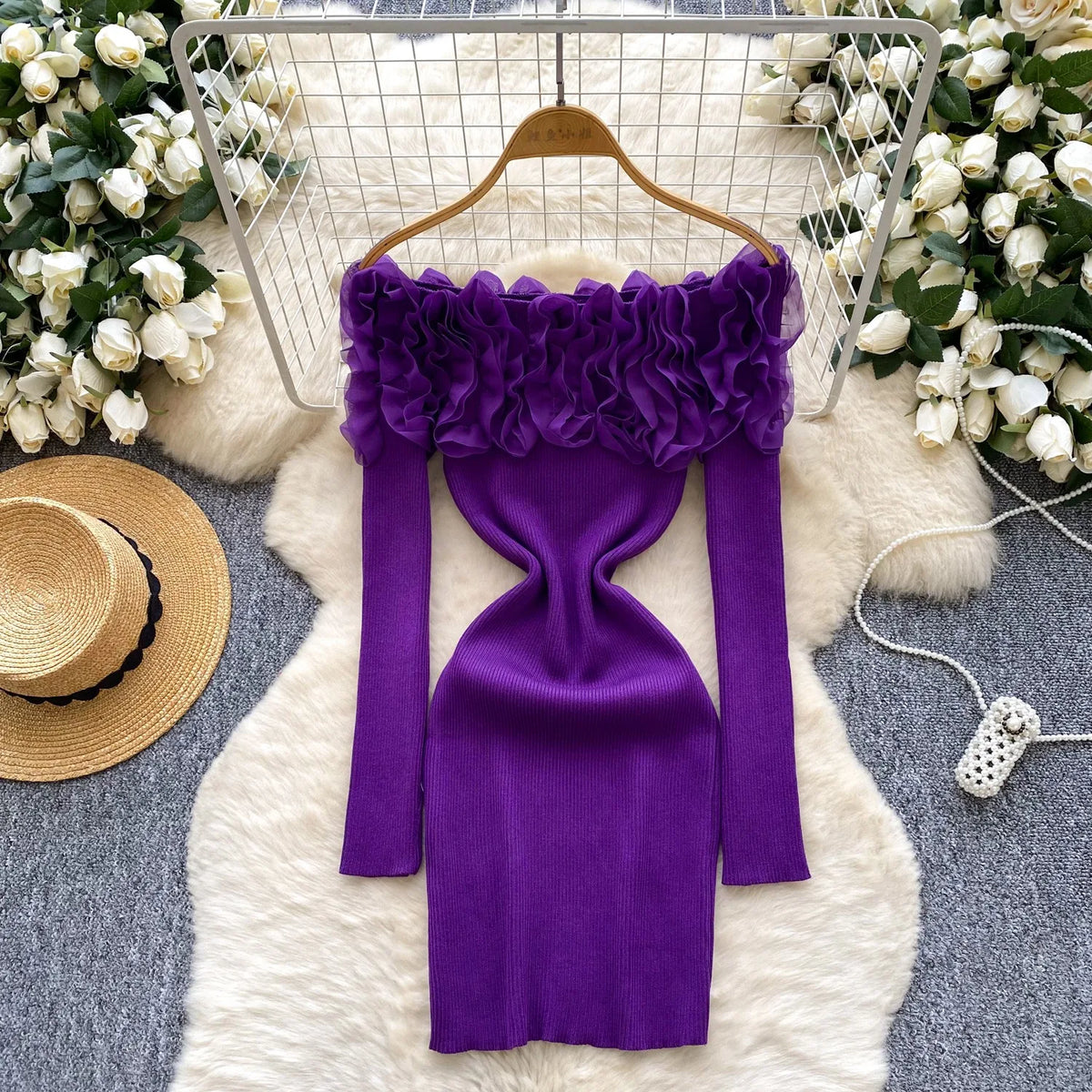 Off-Shoulder Knit Bodycon Mini Dress