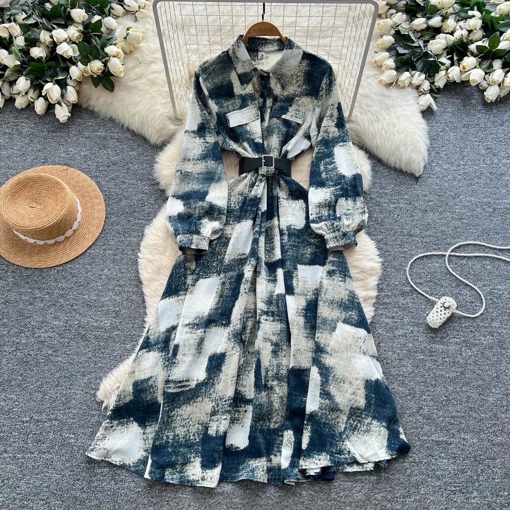 Print Sash Vintage Party Dress