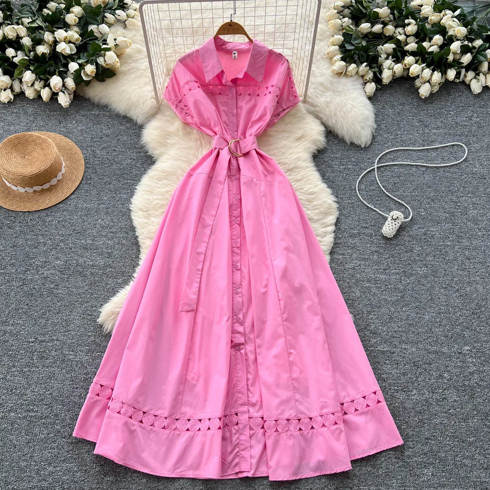 Print Lace Cutout Short Sleeve Wrap Dress