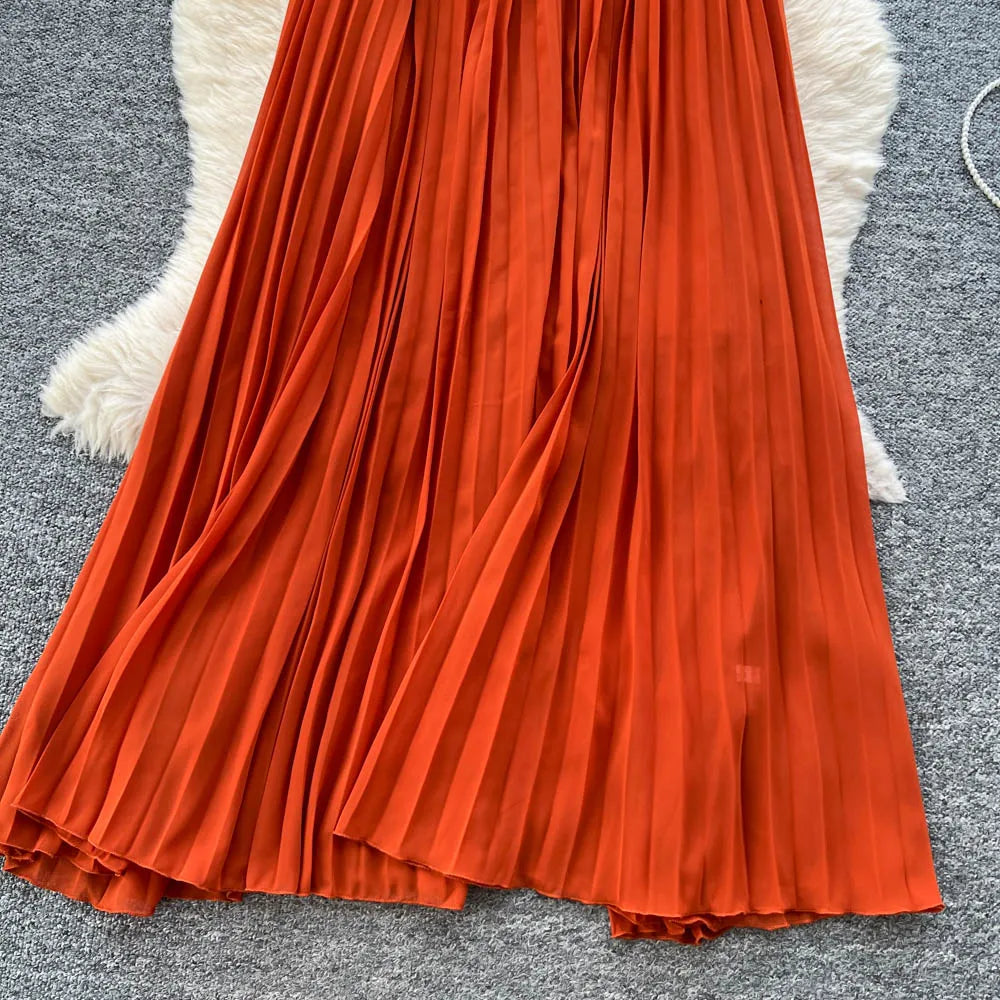 Ruched Sleeveless A-Line Maxi Sundress