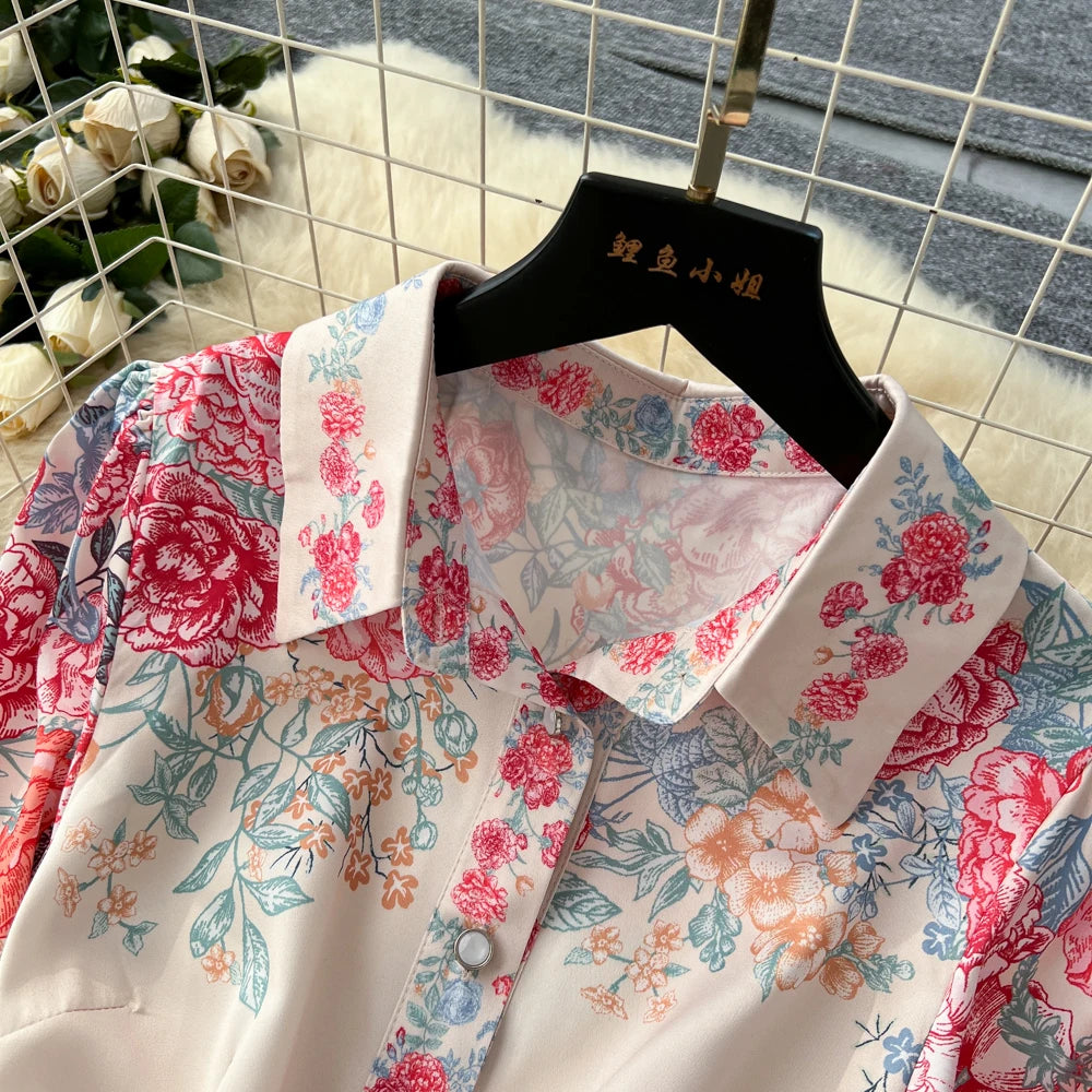 Single Breasted Print Long Sleeve Party Dress