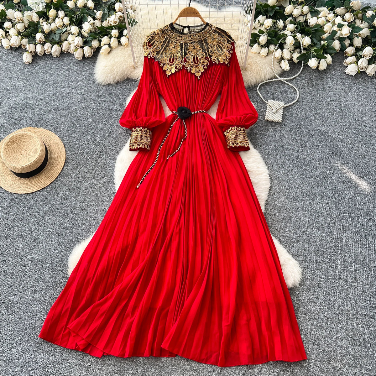 Solid Sequin Spliced Long Sleeve Dress