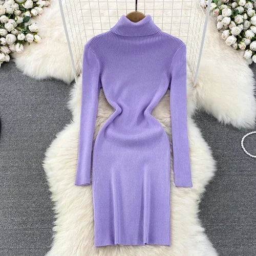 Turtleneck Knit Bodycon Pencil Dress