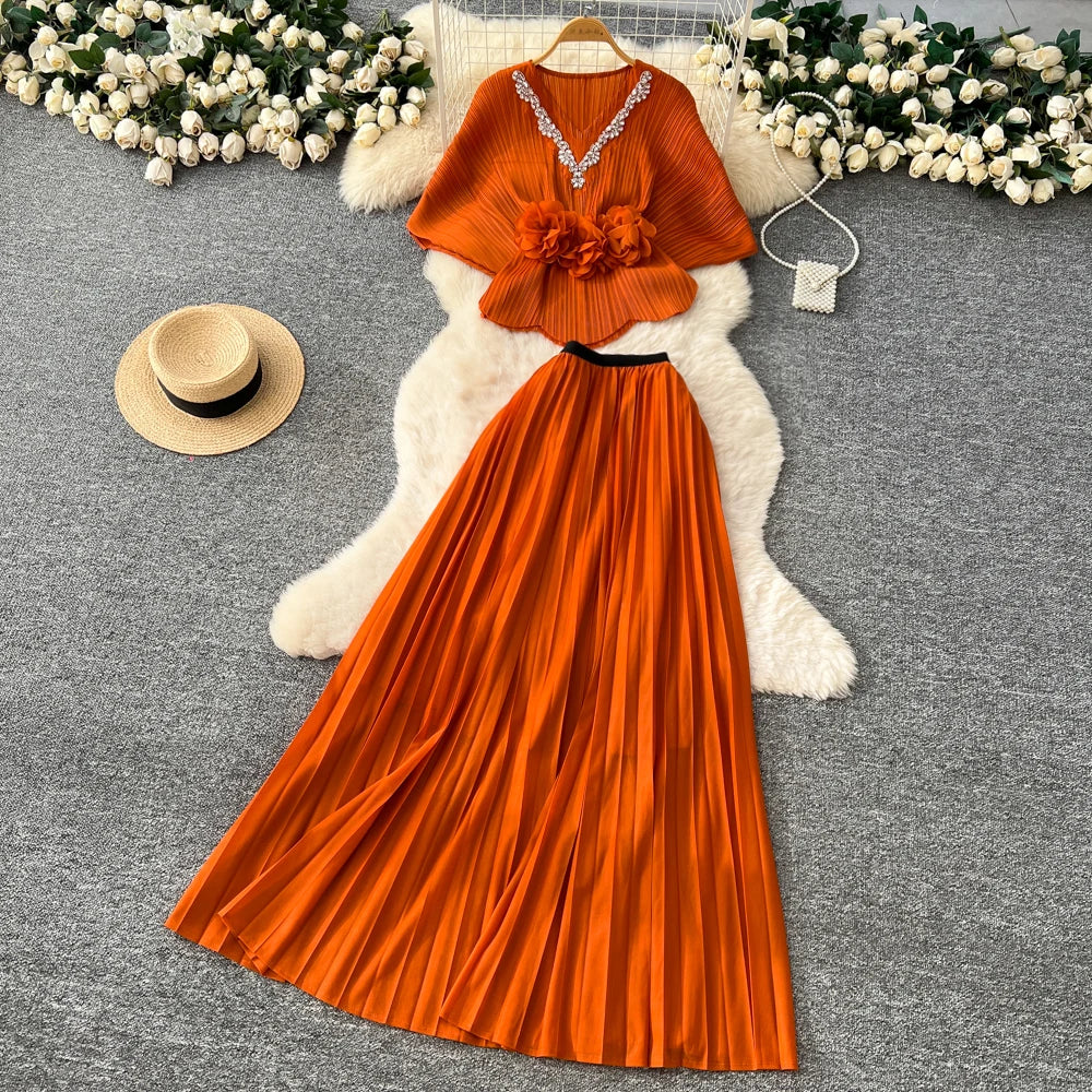 Rhinestone Slim Party Dress Set