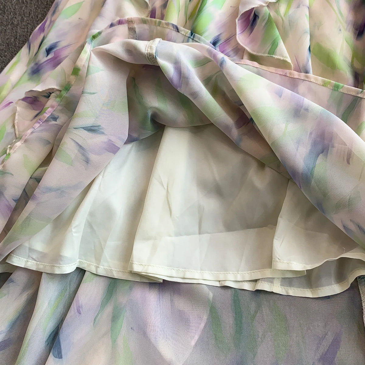 Chiffon Print Long Sleeve A-Line Dress