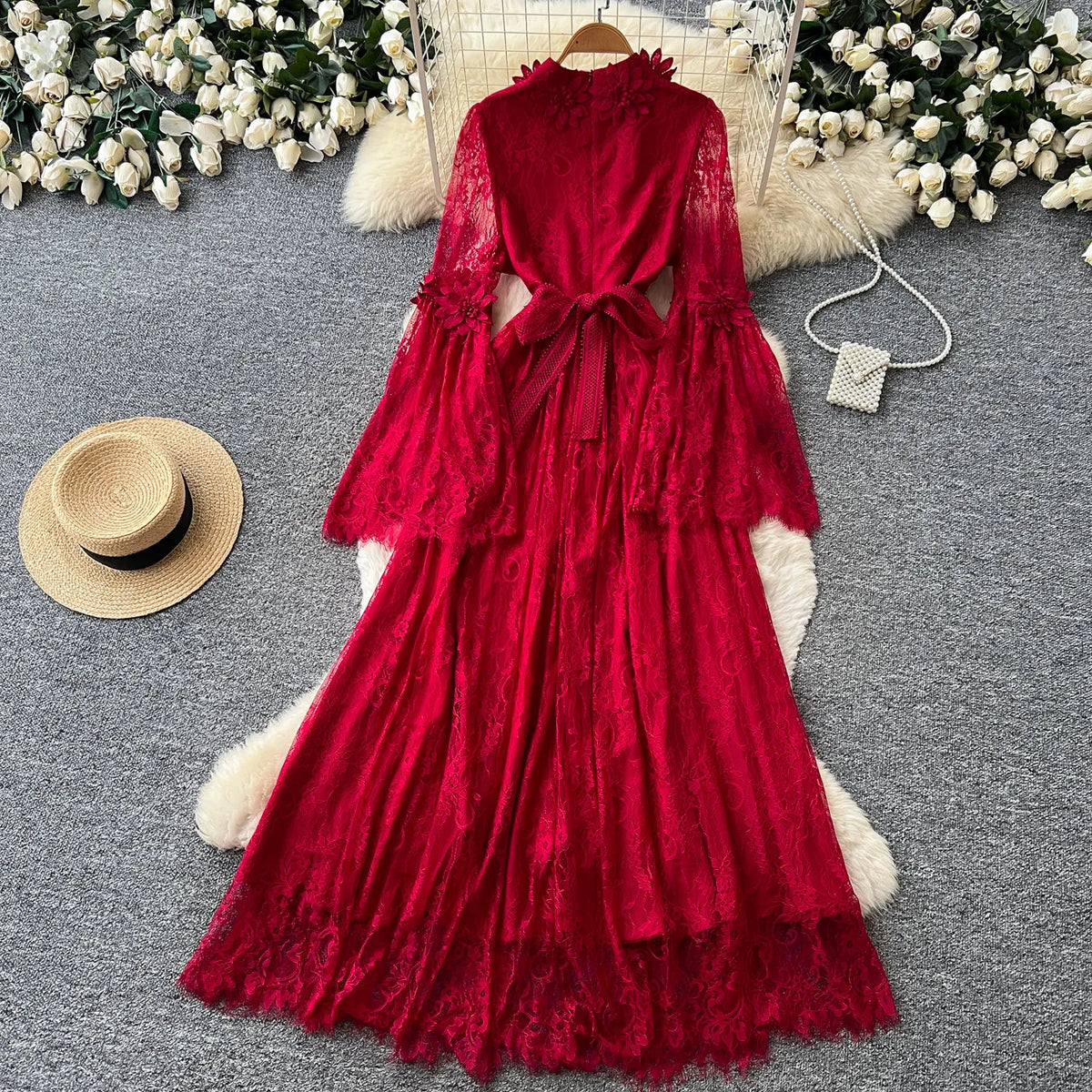 Floral Cinched Waist Maxi Dress