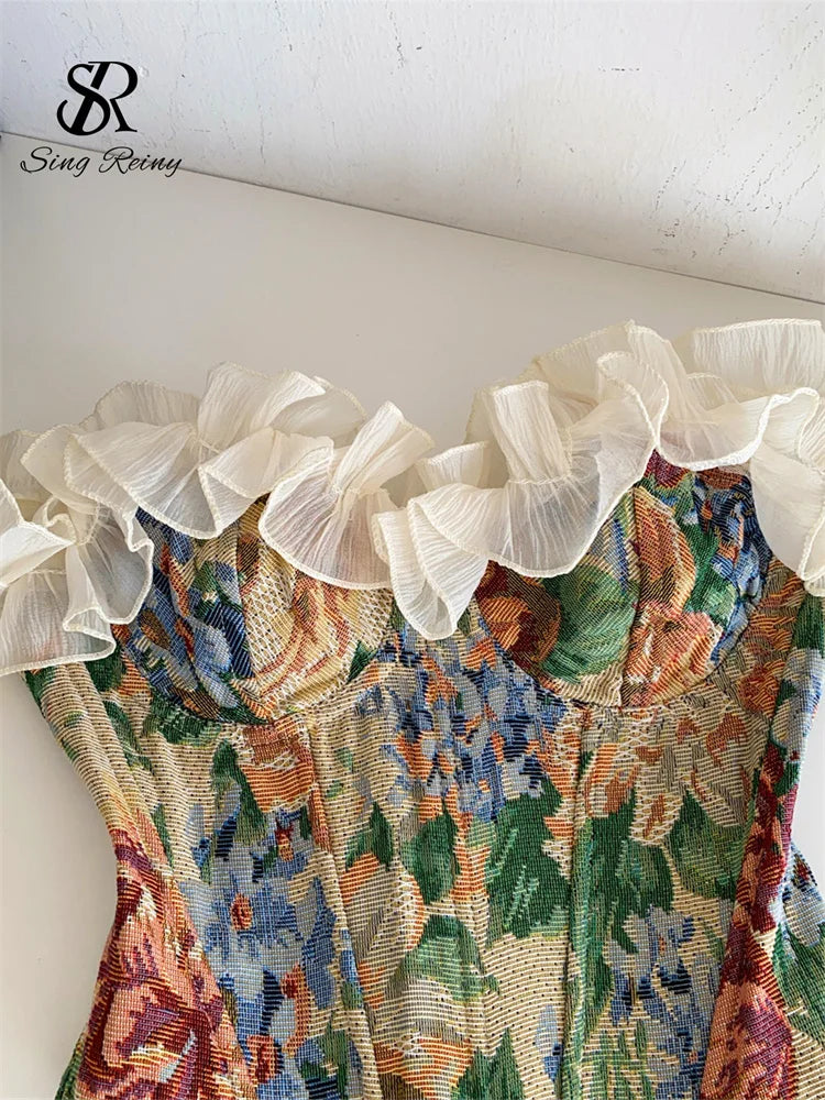 Floral Ruffle Underwire Bustier Top