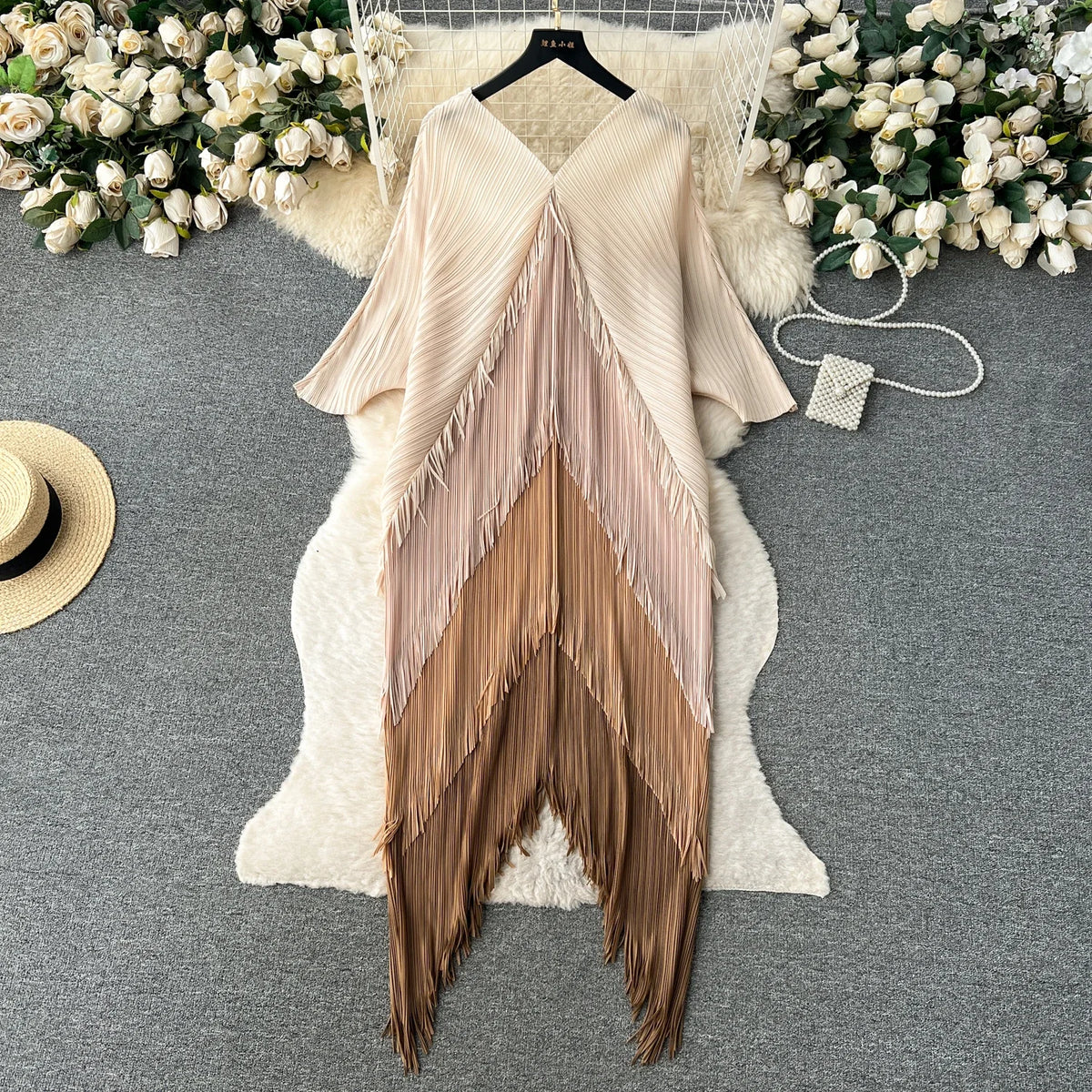 Tiered Tassel Patchwork Maxi Dress
