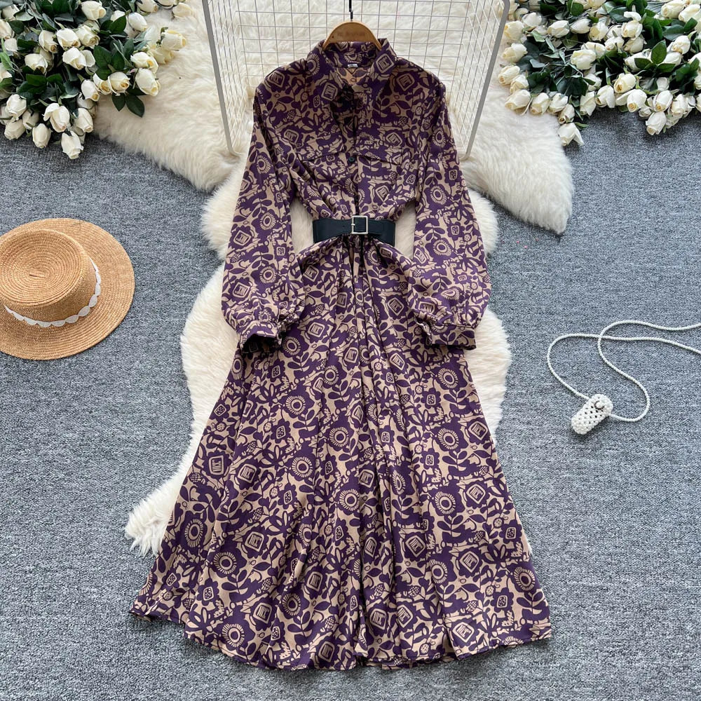 Print Sash Vintage Party Dress