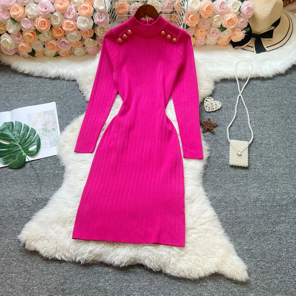Black Vintage Knit Party Dress