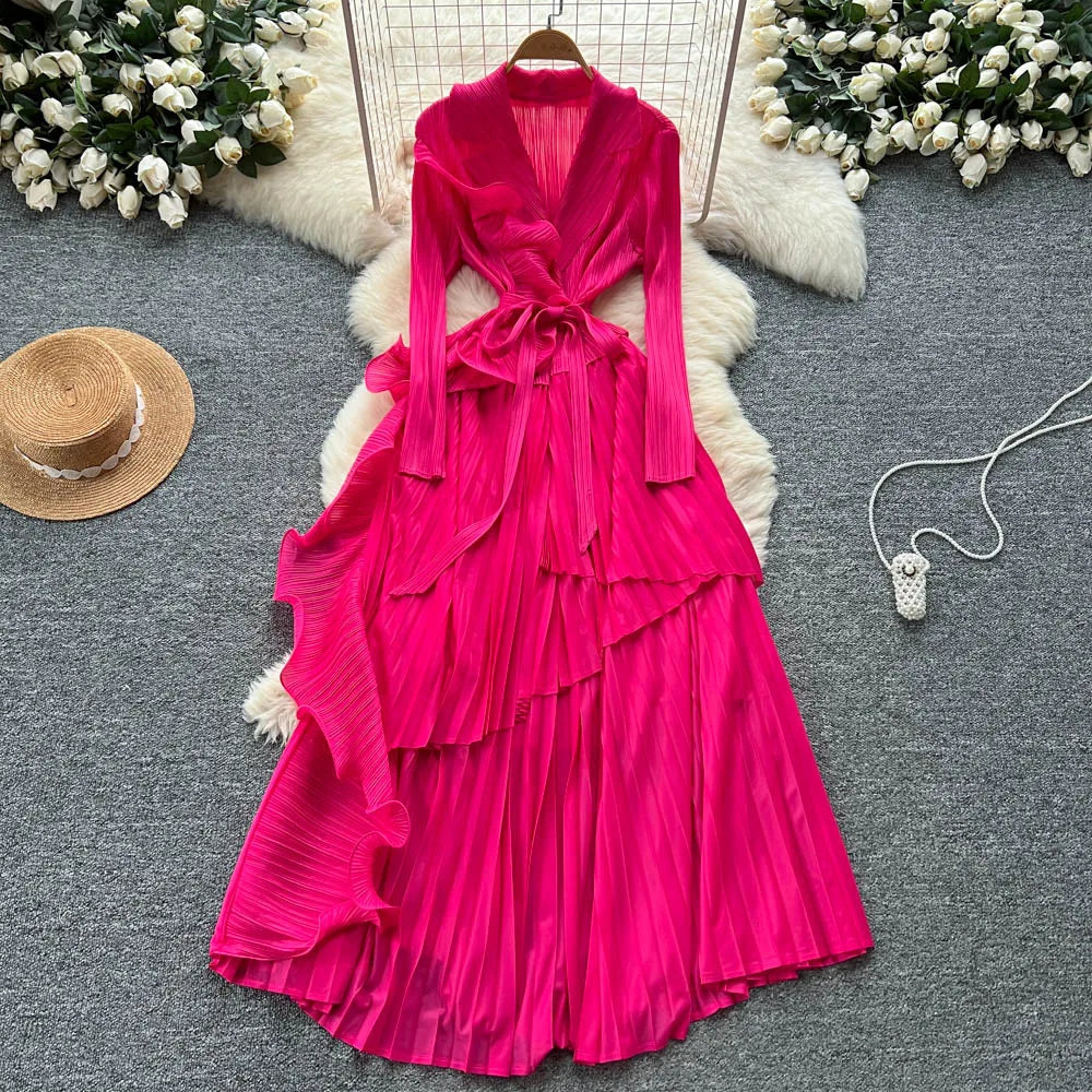 Asymmetric Long Sleeve A-Line Dress