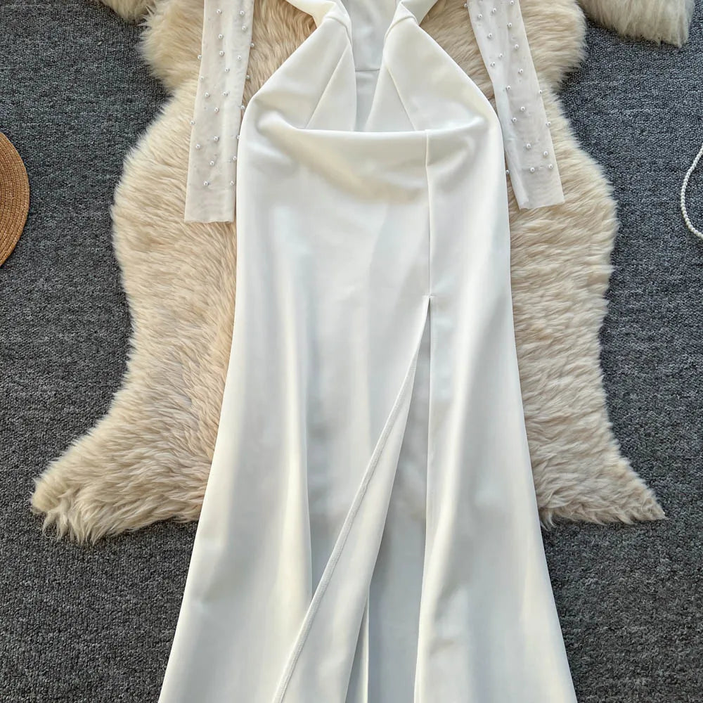 Beaded Long Sleeve Pencil Dress