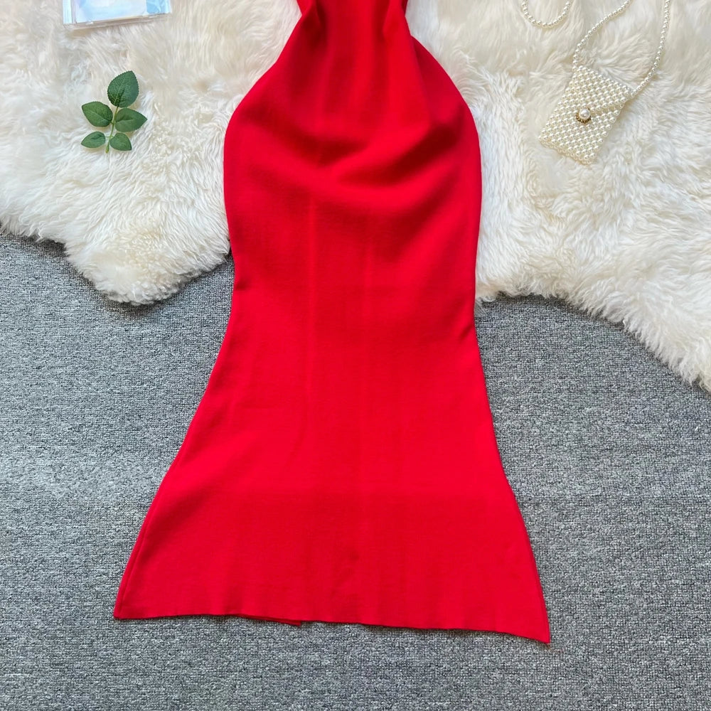 Sleeveless Knit Wrap Bodycon Dress