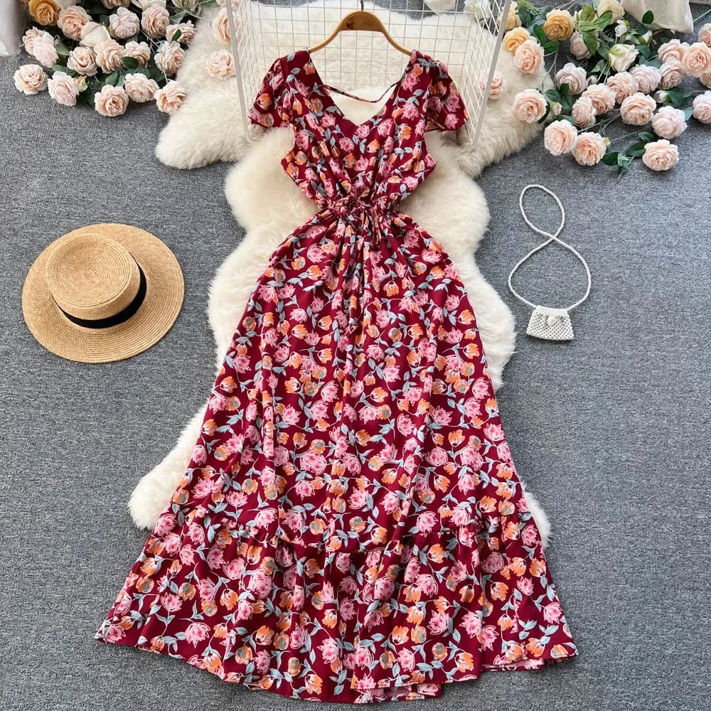 Floral V-Neck Boho Maxi Dress