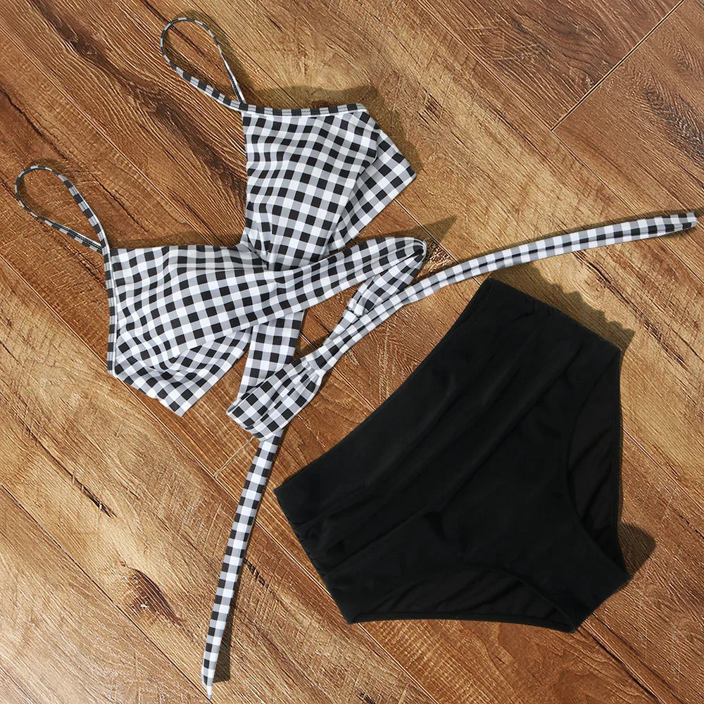 Yüksek Bel Çiçekli Bikini