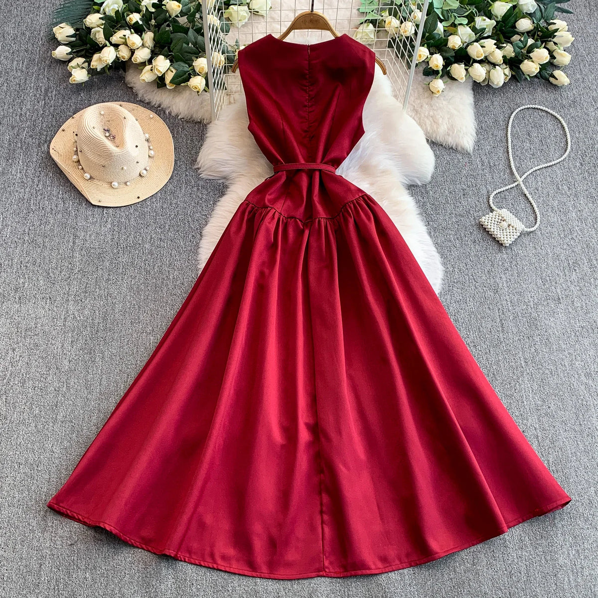 Sleeveless O-Neck A-Line Sundress