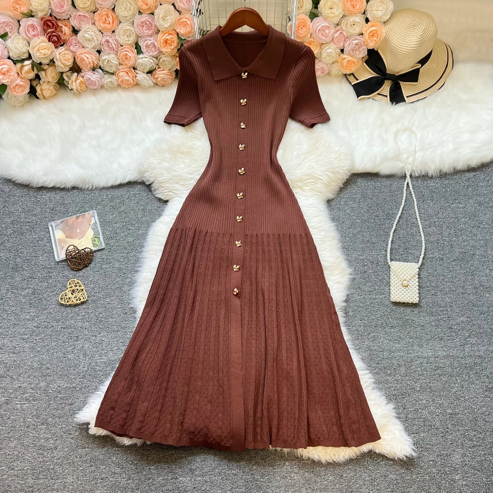 Patchwork Knit Maxi Shirt Sweater Dress