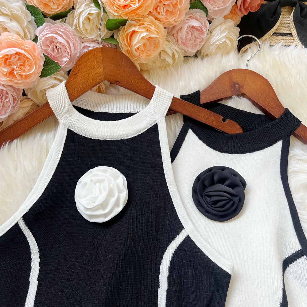 3D Flower Knit Tank Top