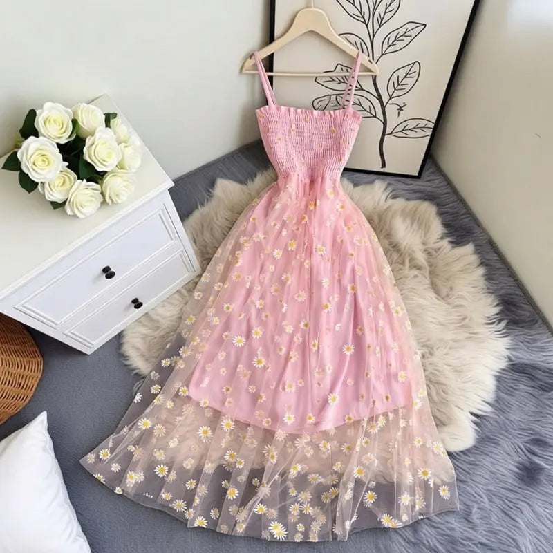 Daisy Print Spaghetti Strap Sundress