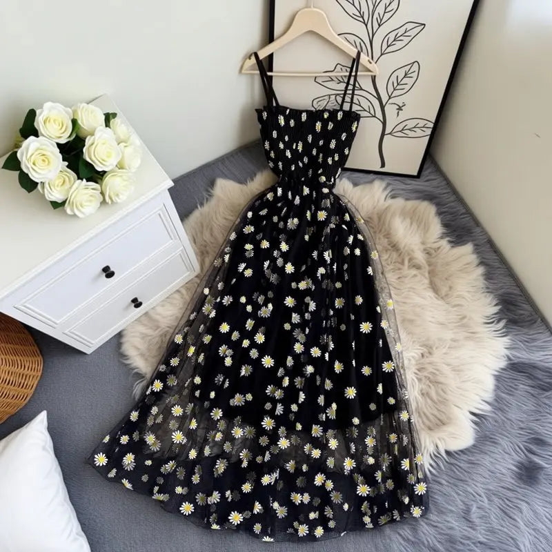 Daisy Print Spaghetti Strap Sundress