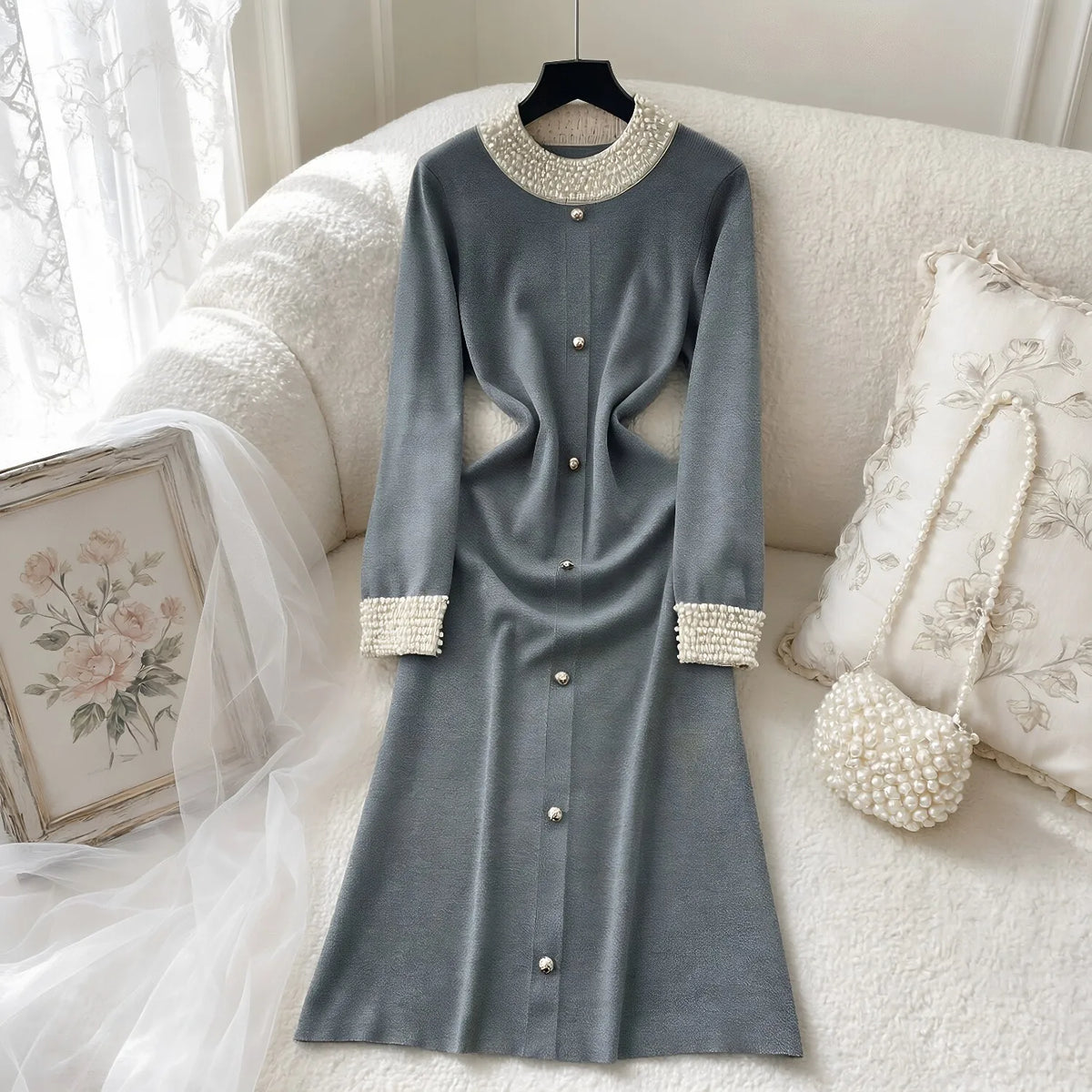 Pearl Knit A-Line Maxi Dress