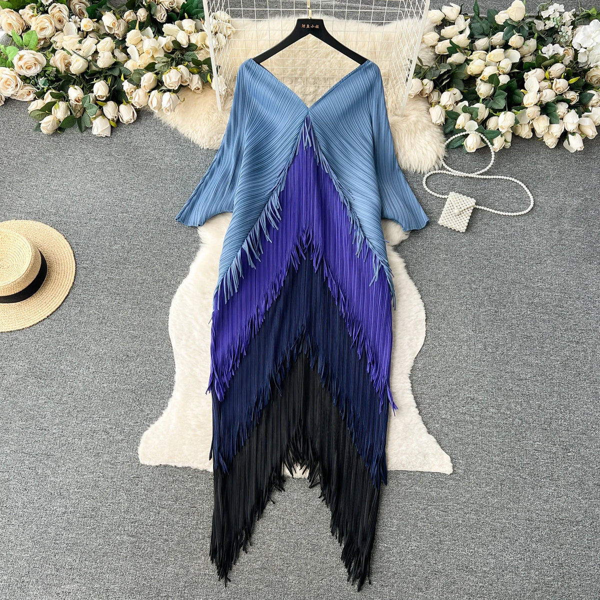 Tiered Tassel Patchwork Maxi Dress