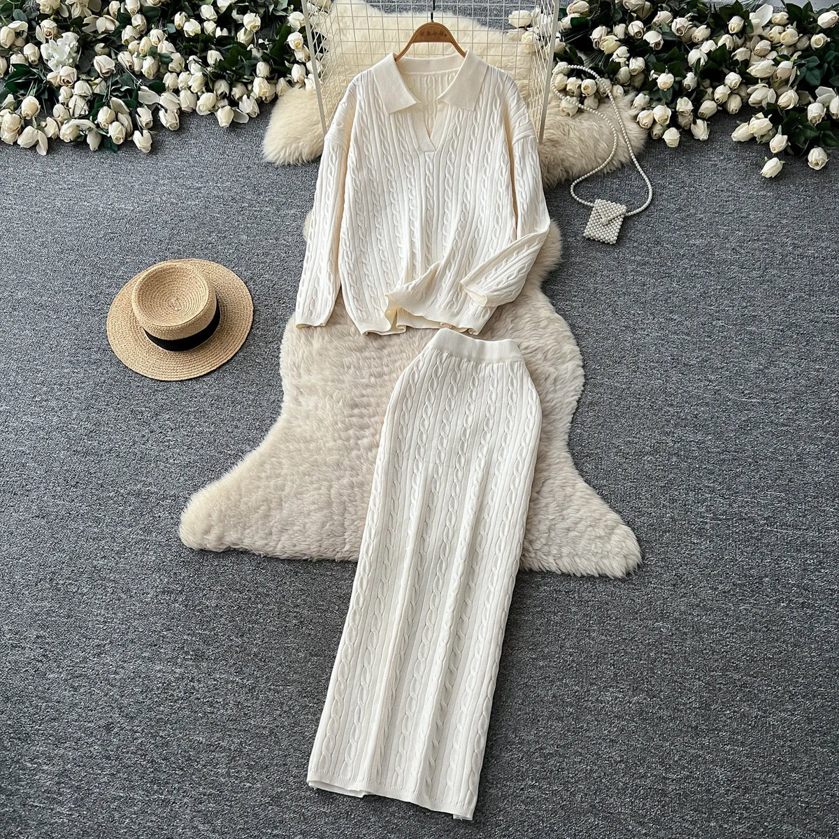 Knit Pullover and Bodycon Skirt Set