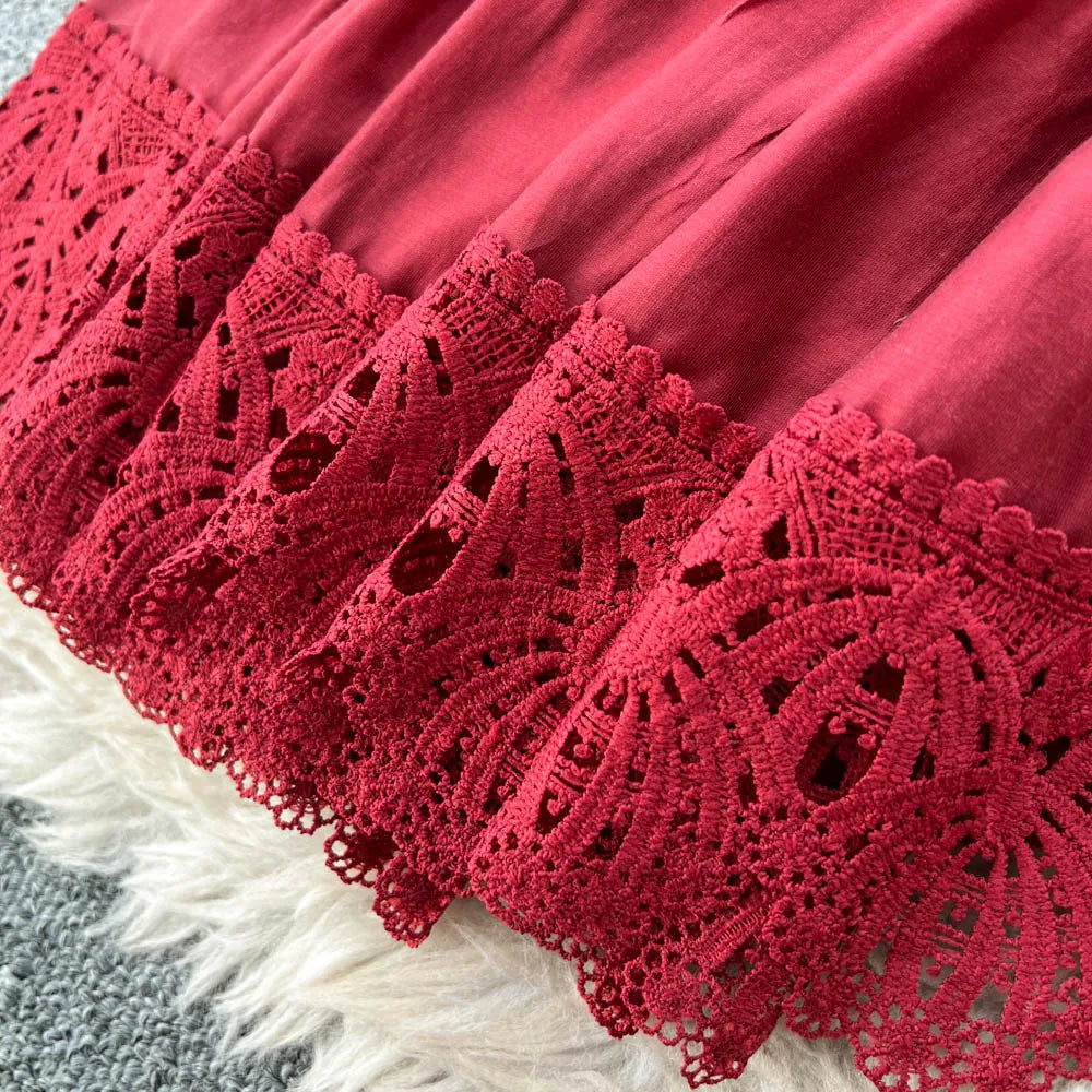 Lace Flare Sleeve Evening Party Dress