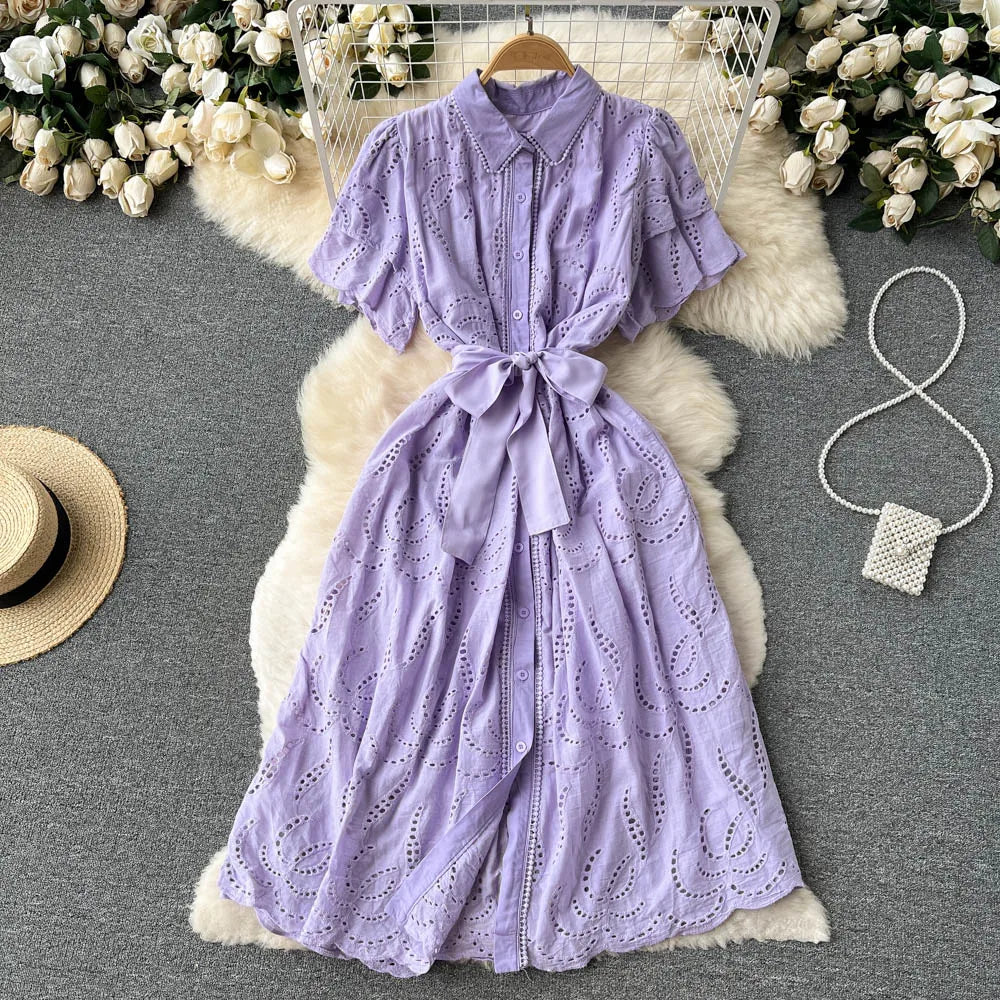 Collared Cutout Puff Sleeve Bodycon Dress