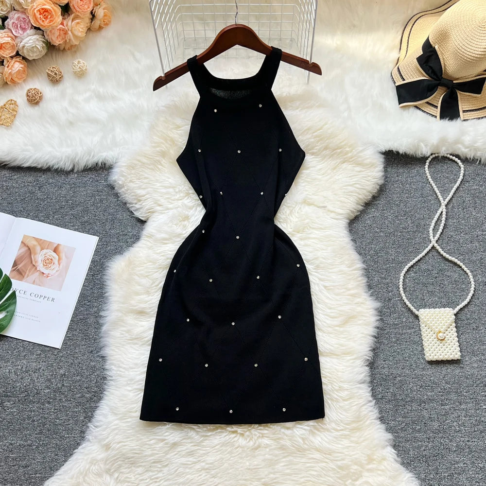 Rhinestone Knit Bodycon Mini Dress