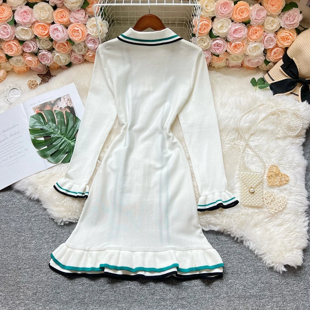 Ruffled Knit Bodycon Mini Dress