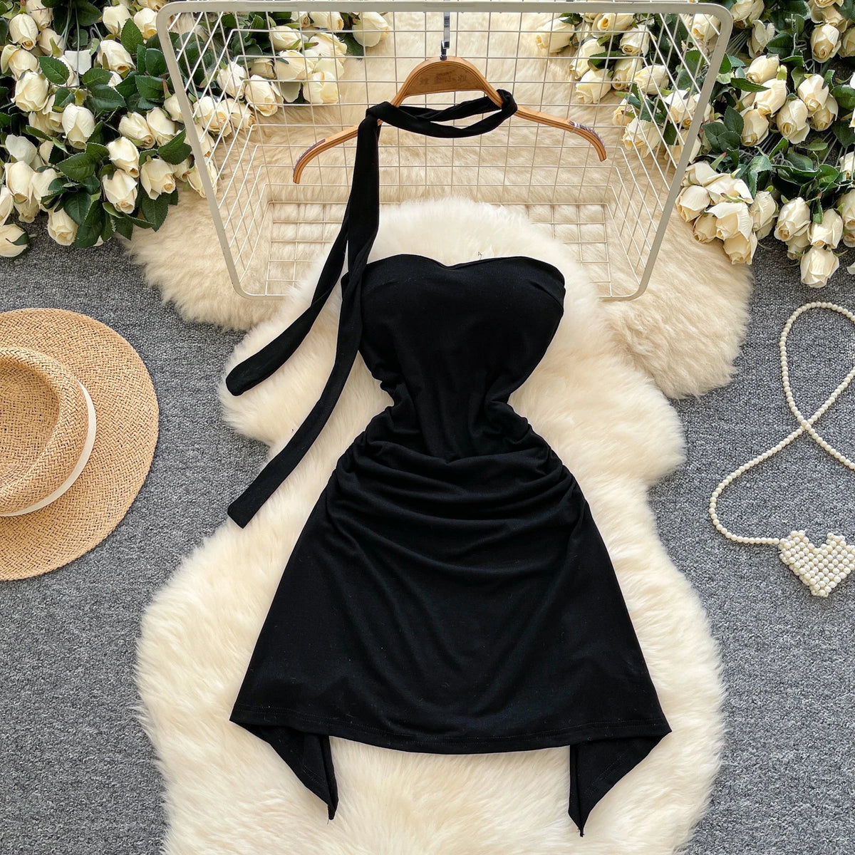 Leopard Halter Asymmetric Party Dress