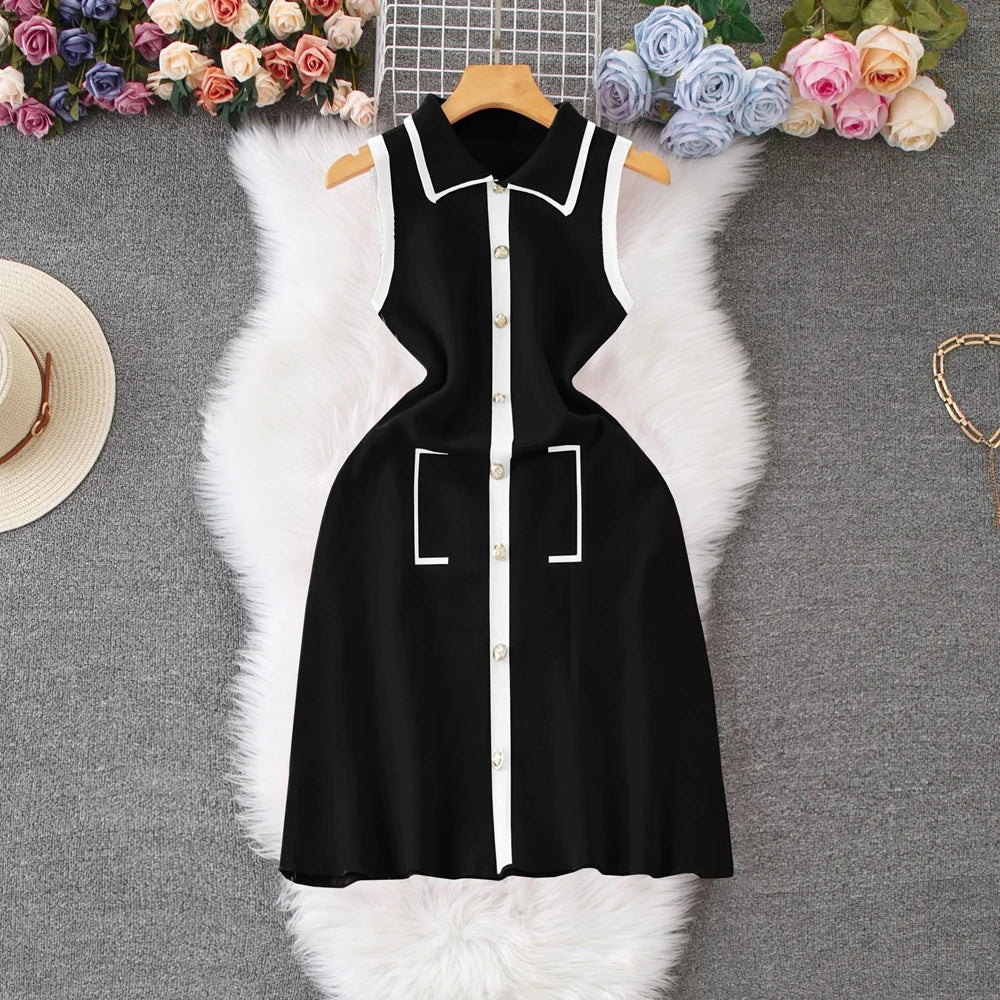 Sleeveless Collared A-Line Mini Shirt Dress