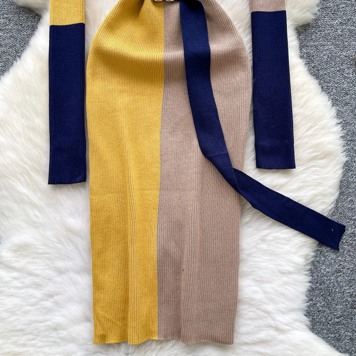 Lace-Up Knit Bodycon Maxi Sweater Dress