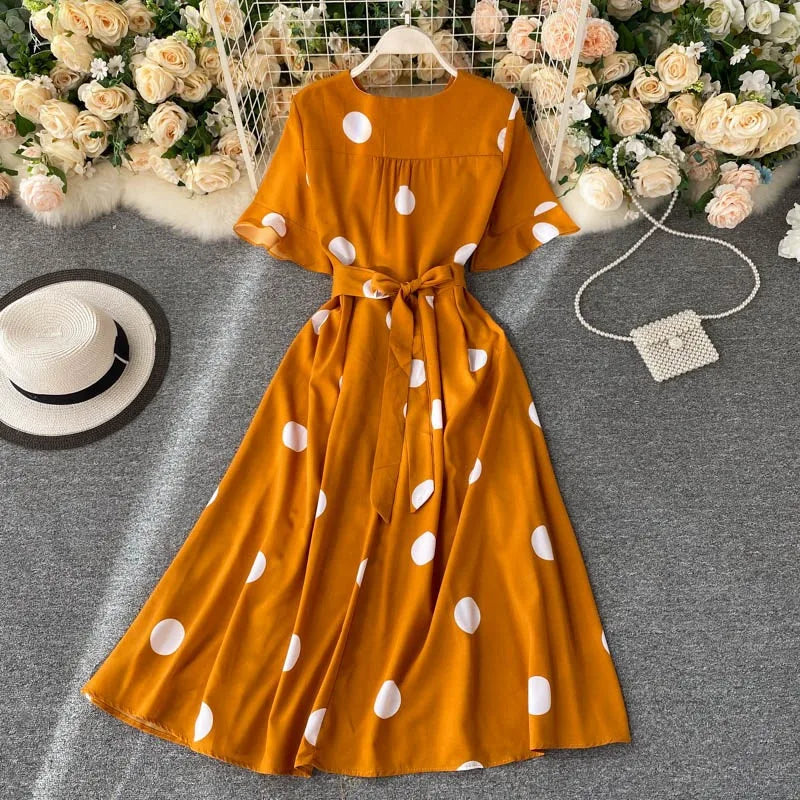 Polka Dot V-Neck Maxi Beach Dress