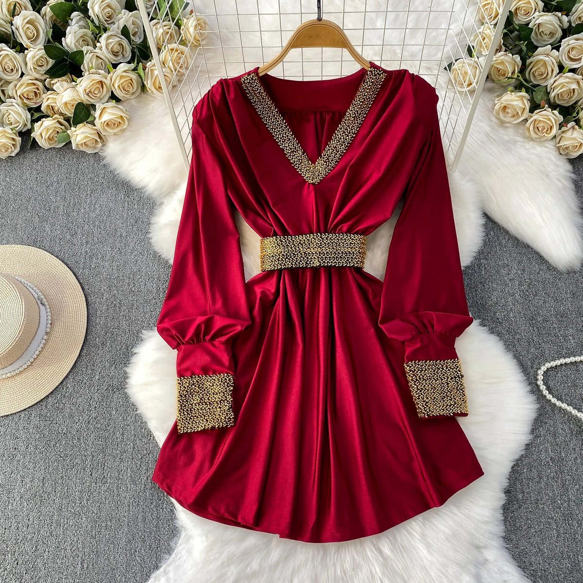 Satin Long Sleeve Dress