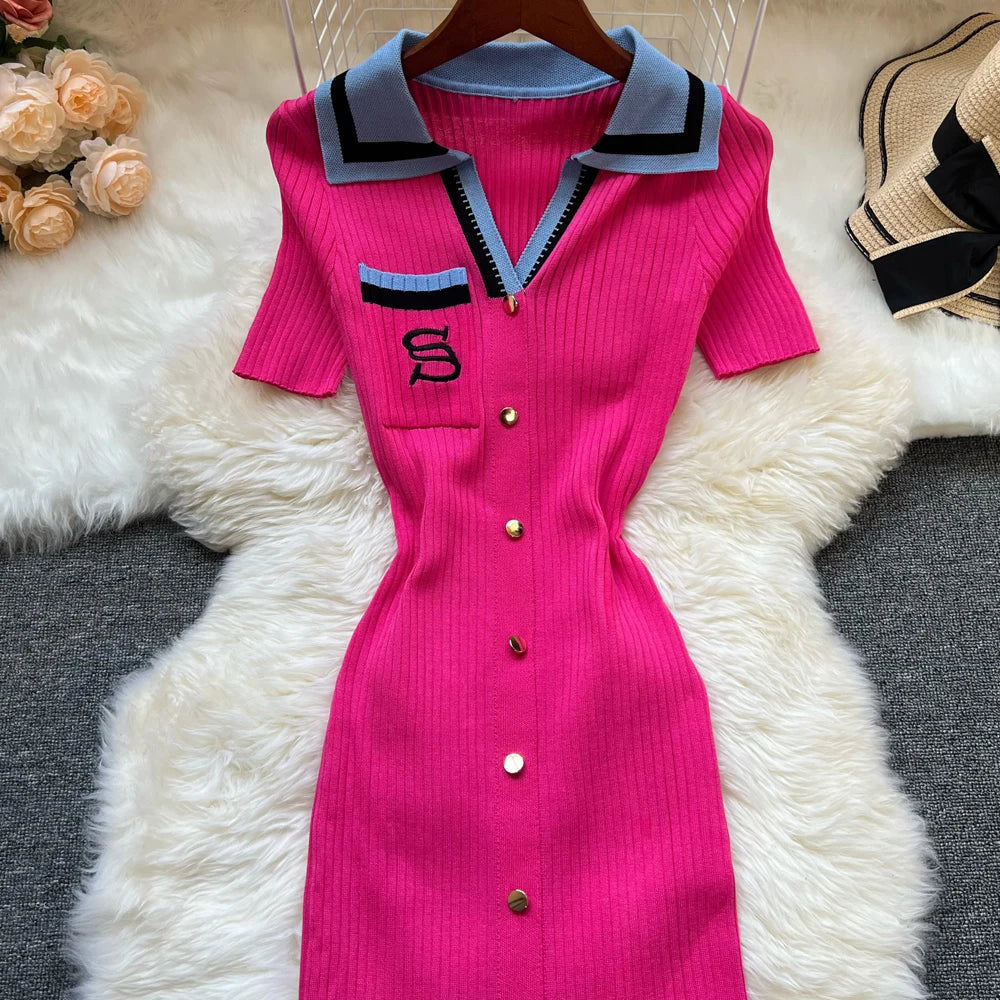 Embroidered Knit Bodycon Maxi Dress