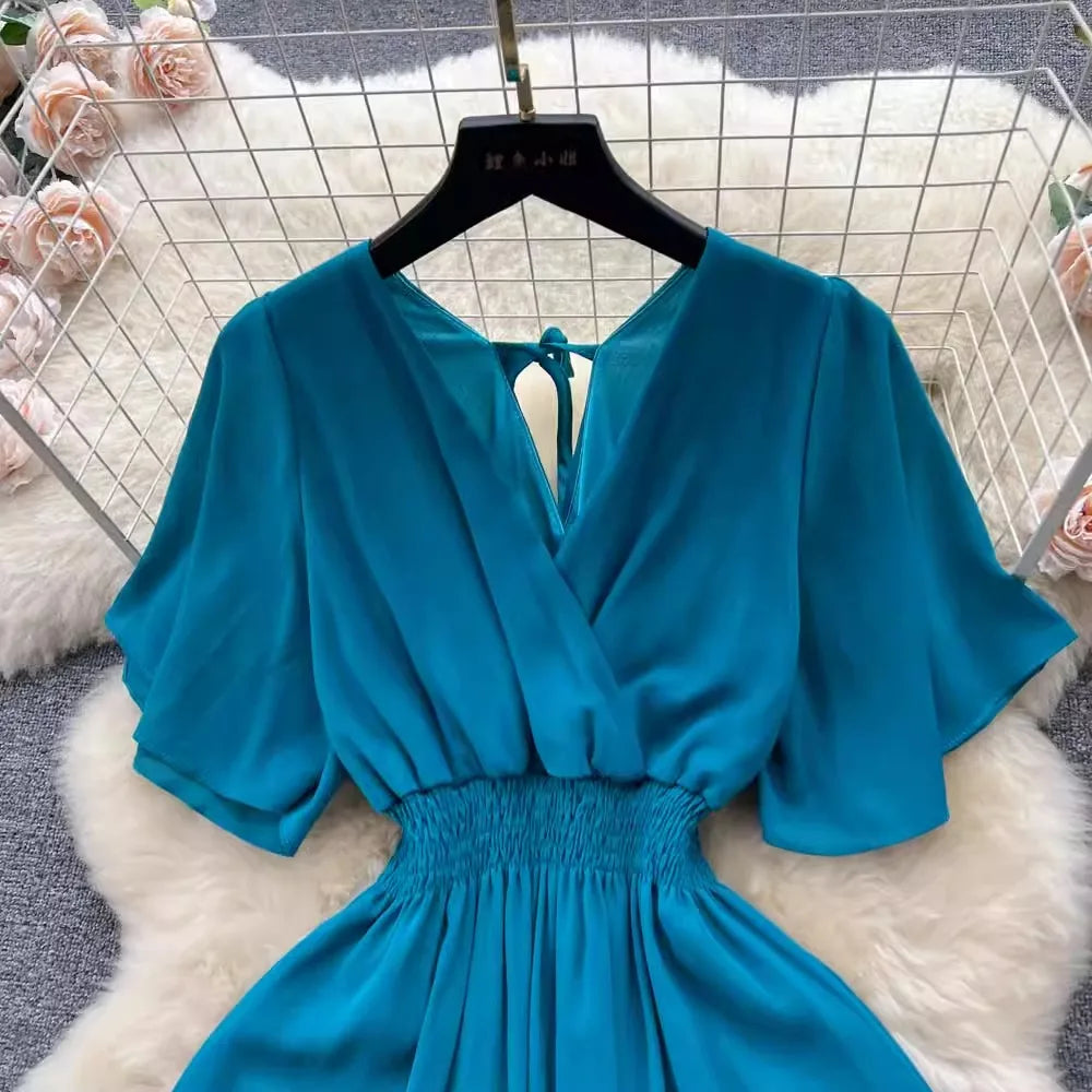 Chiffon Backless Boho Maxi Dress