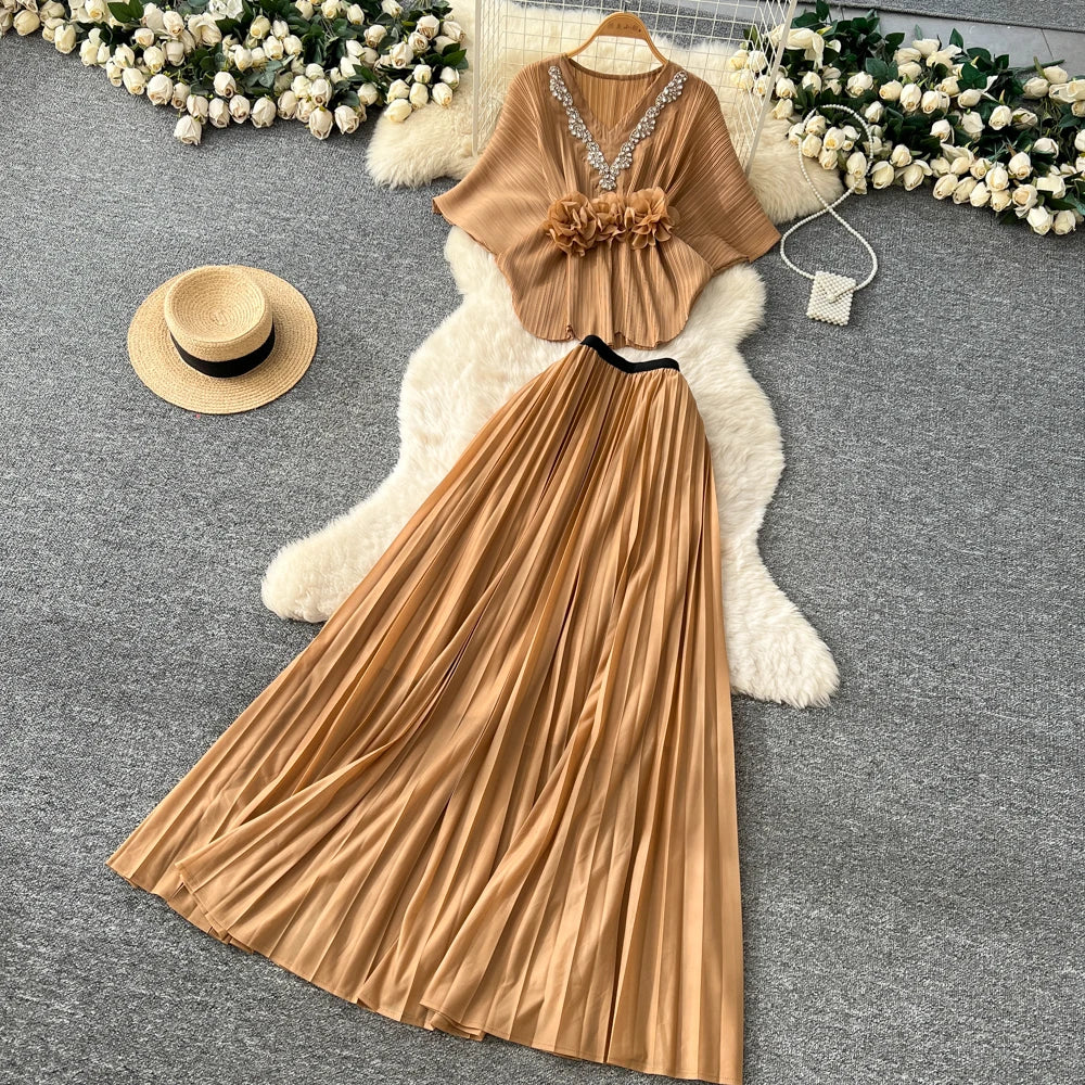 Rhinestone Slim Party Dress Set
