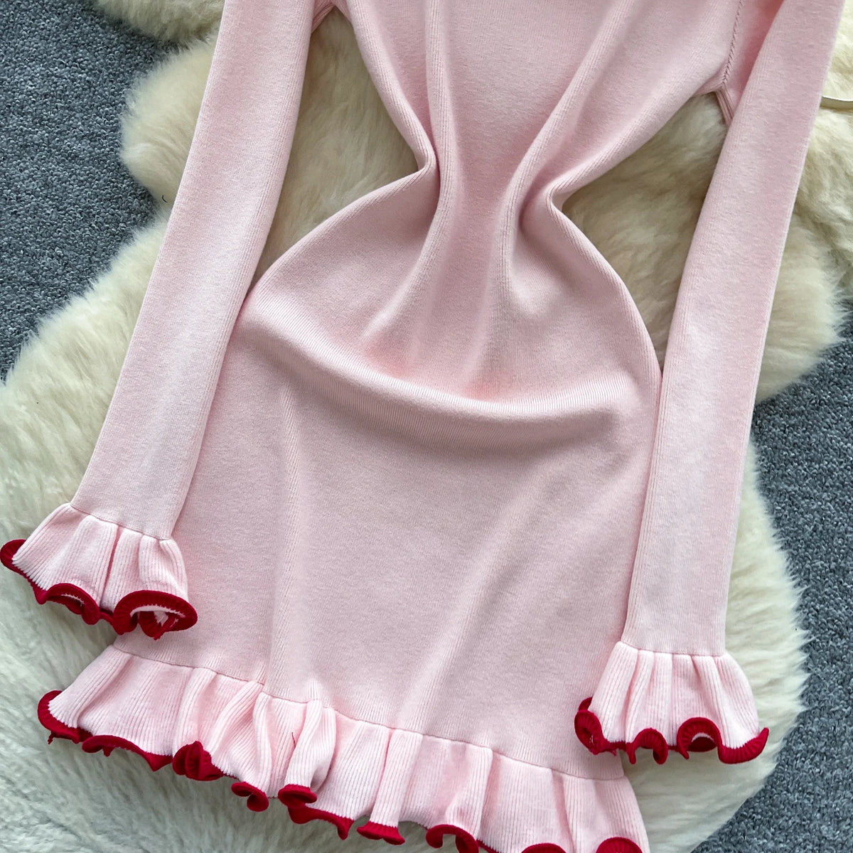 Paneled Knit Long Sleeve Slim Dress