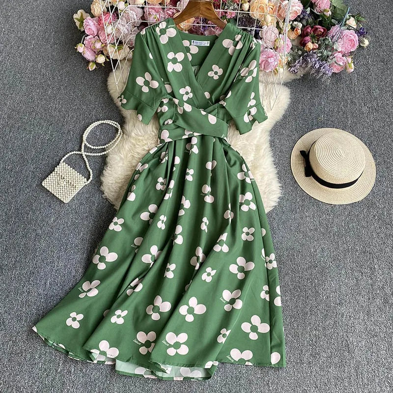 Floral Tie-Waist A-Line Boho Maxi Dress