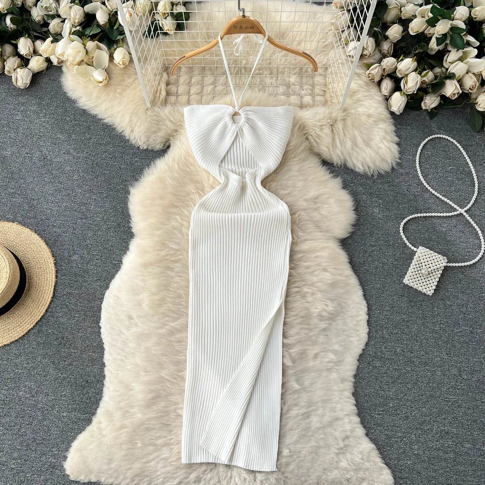Split Knit Bodycon Summer Dress