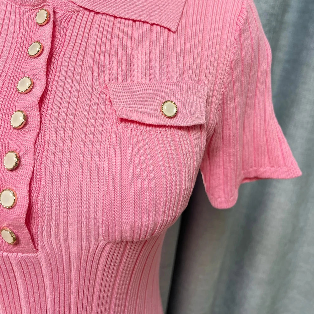 Short Sleeve Knit Wrap Mini Dress