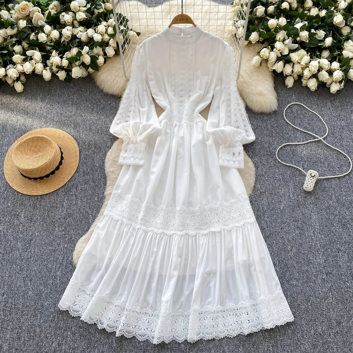 Lace Mesh Cutout Slim Beach Dress