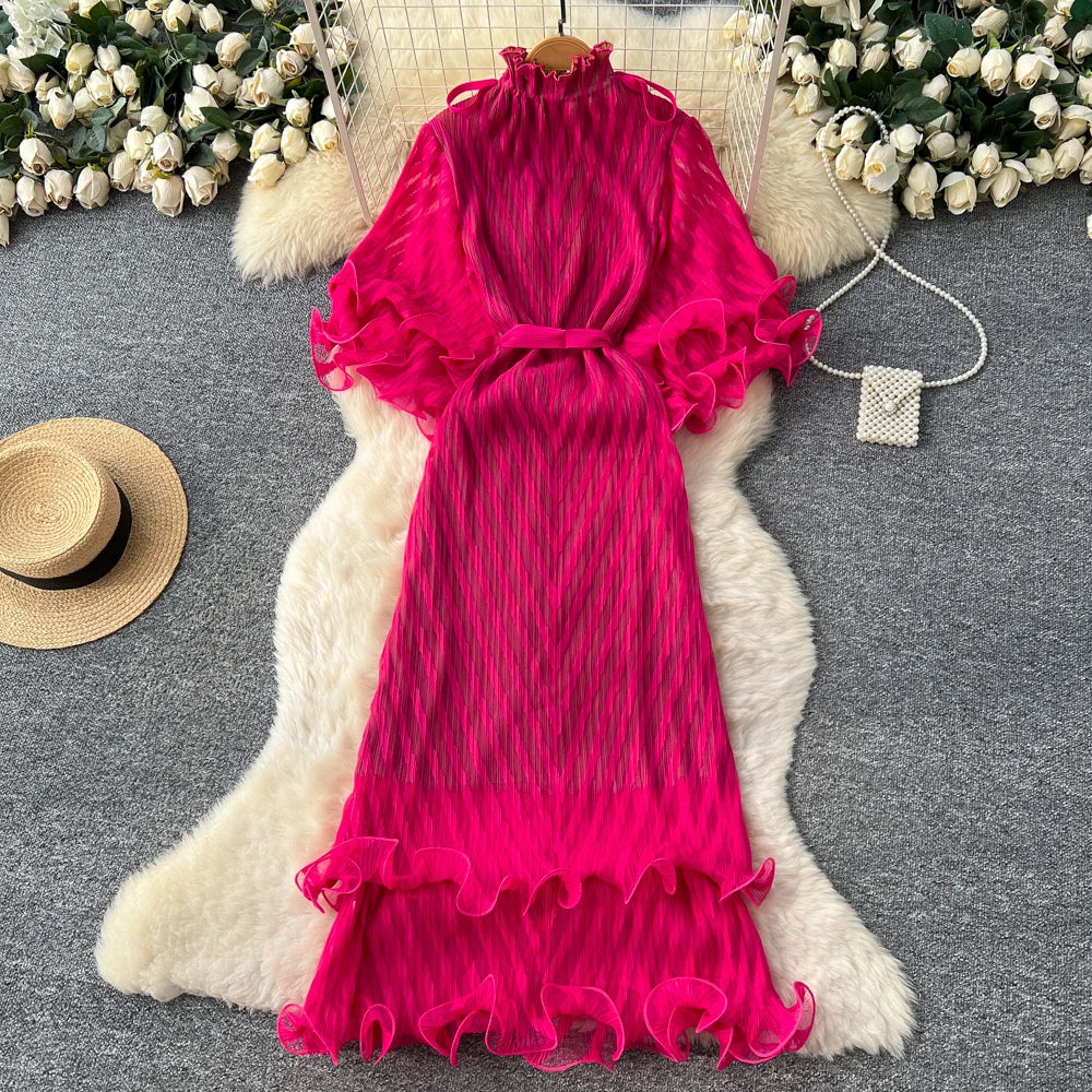 Vintage Flare Sleeve A-Line Office Dress