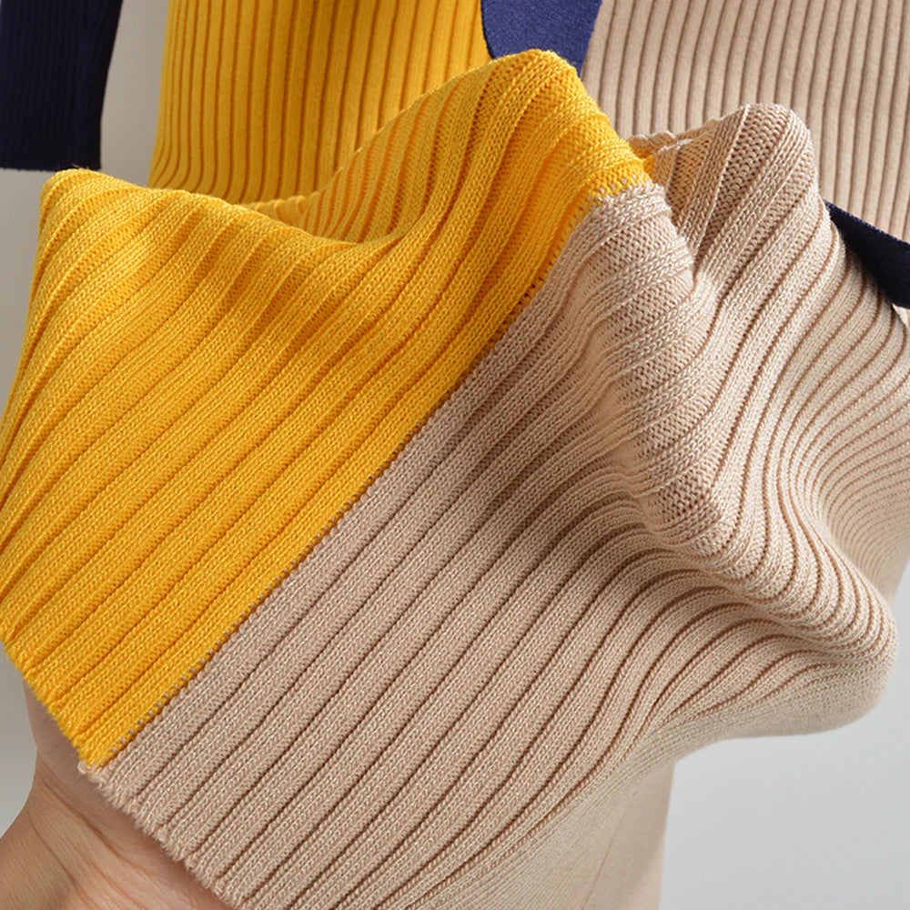 Belted Turtleneck Rib Knit Pencil Dress