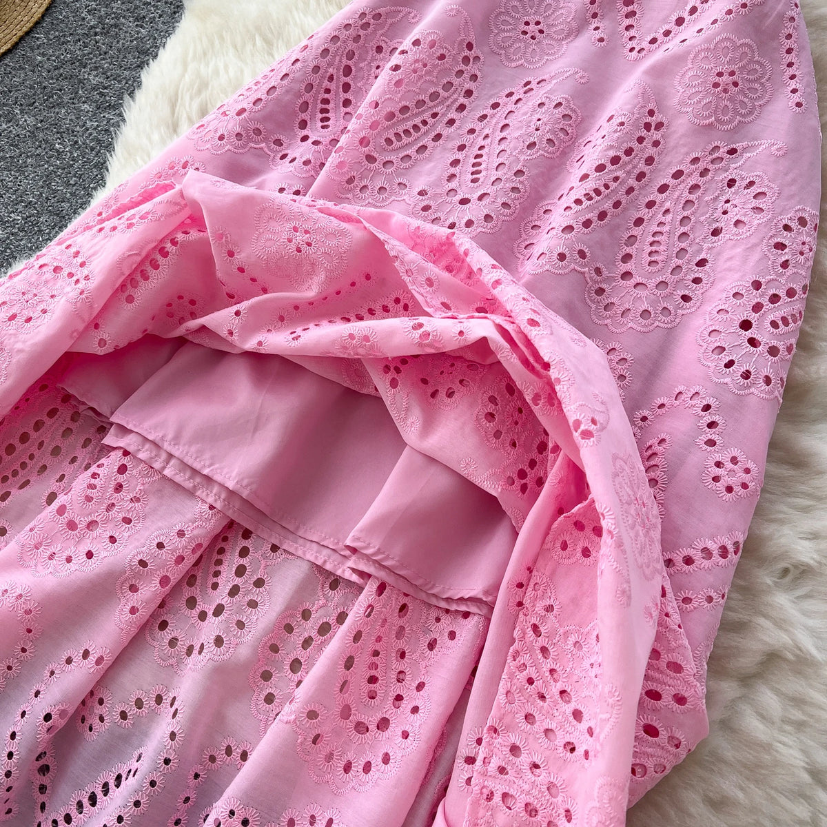 Crochet Cutout A-Line Long Party Dress