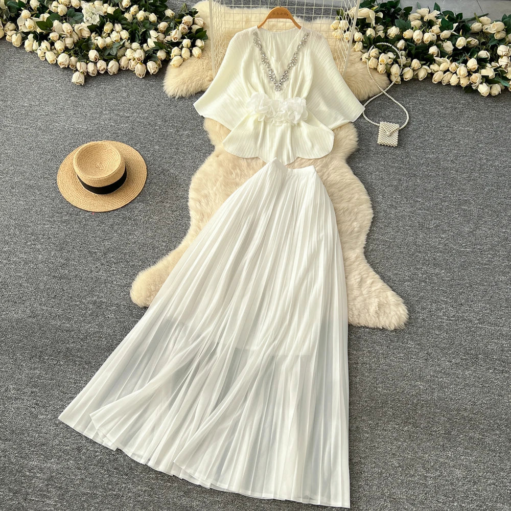 Rhinestone Slim Party Dress Set