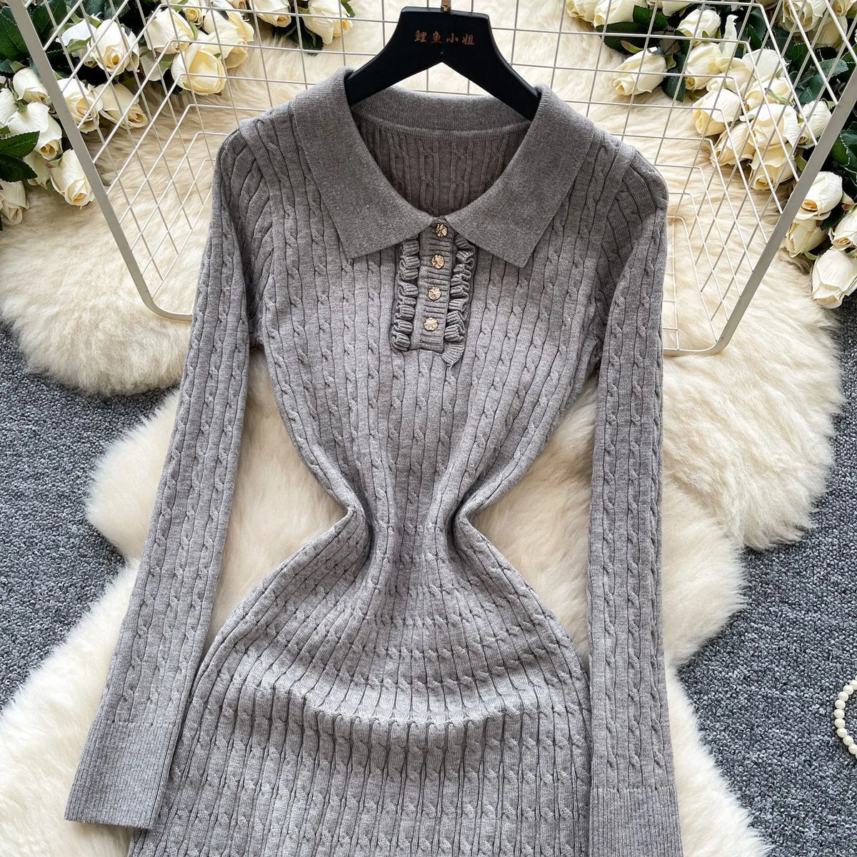 Long Sleeve Knit A-Line Mini Sweater Dress